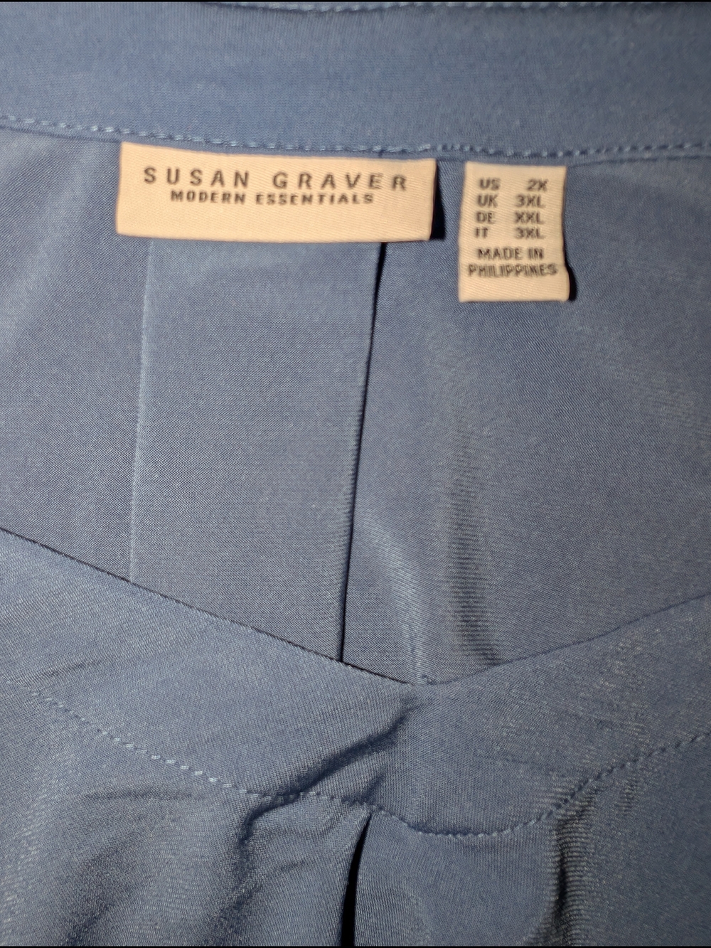 Susan Graver Relaxed V-Neck Long Sleeve Top - Slate Blue - Picture 2 of 6